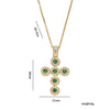 Wholesale Women's Gold Plated Geometric Cross Necklace With Green Zircon Inlay In Copper And Titanium Steel