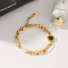 Wholesale Women's Gold Plated Geometric Heartshaped Stainless Steel Bracelet Jewelry