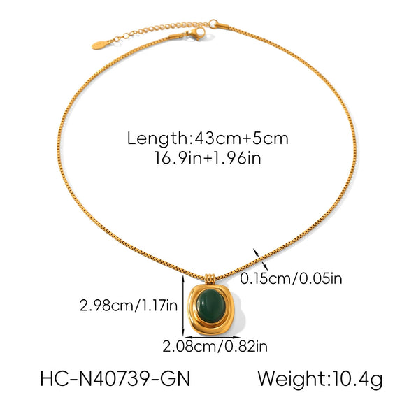 Wholesale Women's Gold Plated Geometric Stainless Steel Box Chain Necklace And Vintage Pearl Turquoise Earrings