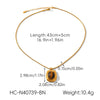 Wholesale Women's Gold Plated Geometric Stainless Steel Box Chain Necklace And Vintage Pearl Turquoise Earrings