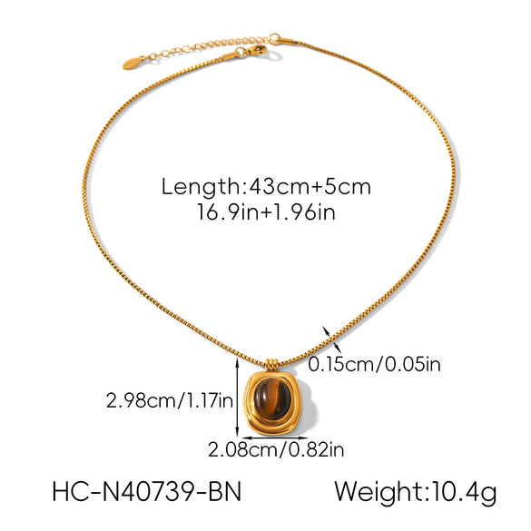 Wholesale Women's Gold Plated Geometric Stainless Steel Box Chain Necklace And Vintage Pearl Turquoise Earrings
