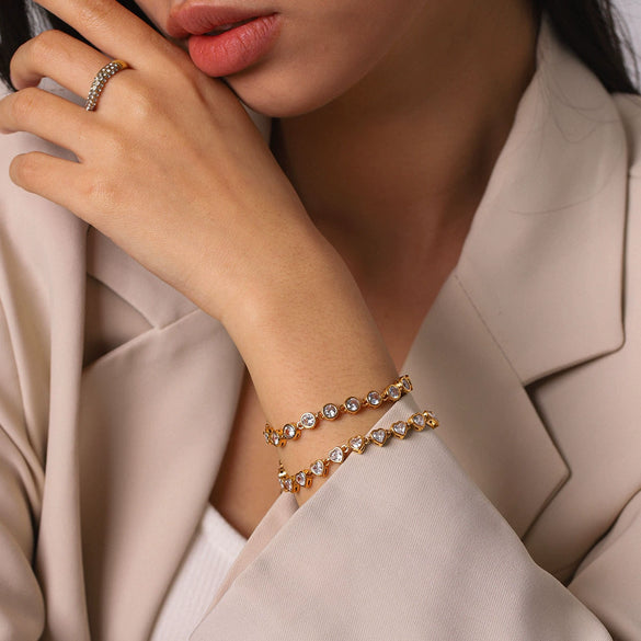 Wholesale Women's Gold Plated Geometric Stainless Steel Bracelet