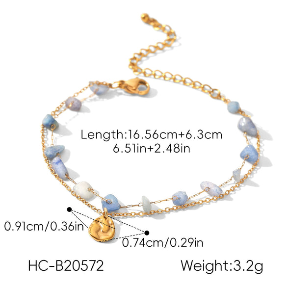 Wholesale Women's Gold Plated Geometric Stainless Steel Bracelets Doublelayered Stackable Jewelry