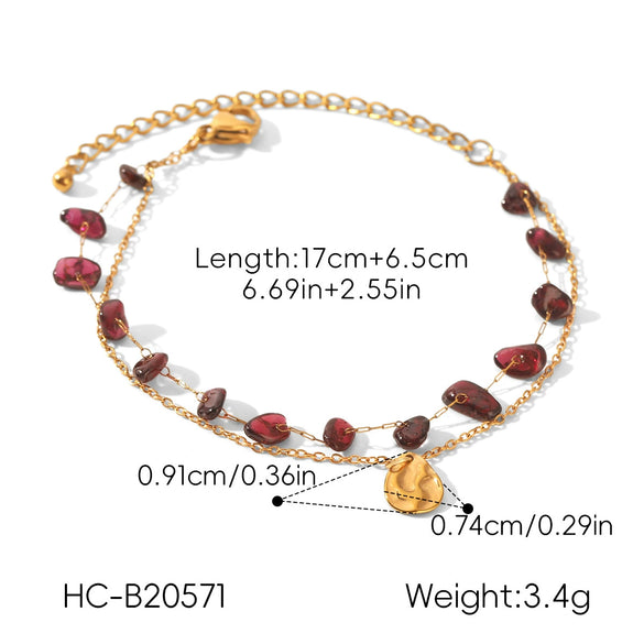 Wholesale Women's Gold Plated Geometric Stainless Steel Bracelets Doublelayered Stackable Jewelry