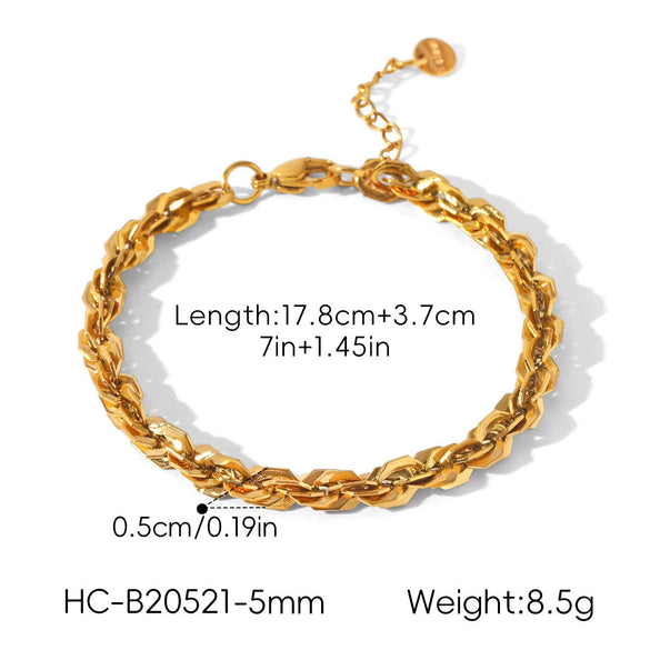 Wholesale Women's Gold Plated Geometric Stainless Steel Braided Bracelet And Necklace Jewelry