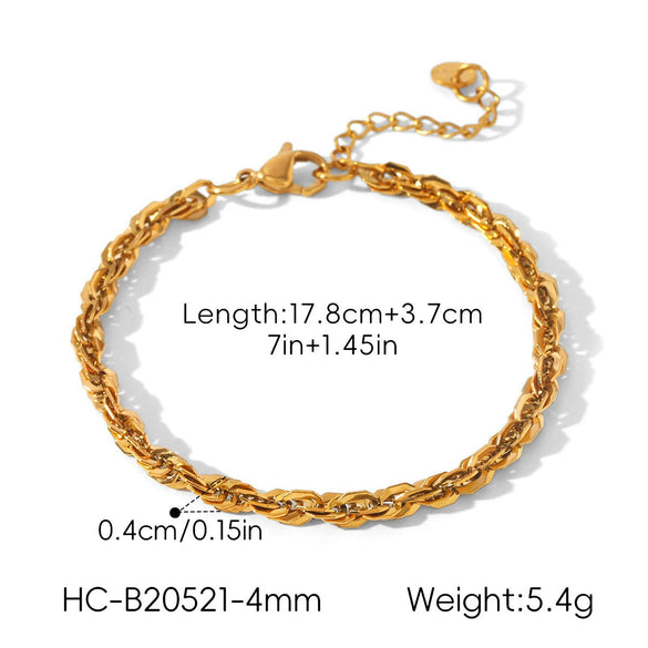 Wholesale Women's Gold Plated Geometric Stainless Steel Braided Bracelet And Necklace Jewelry
