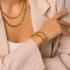 Wholesale Women's Gold Plated Geometric Stainless Steel Braided Bracelet And Necklace Jewelry