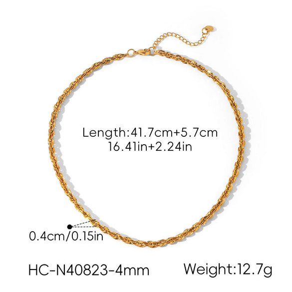Wholesale Women's Gold Plated Geometric Stainless Steel Braided Bracelet And Necklace Jewelry
