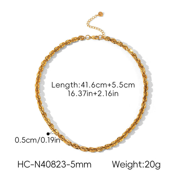 Wholesale Women's Gold Plated Geometric Stainless Steel Braided Bracelet And Necklace Jewelry