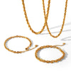 Wholesale Women's Gold Plated Geometric Stainless Steel Braided Bracelet And Necklace Jewelry