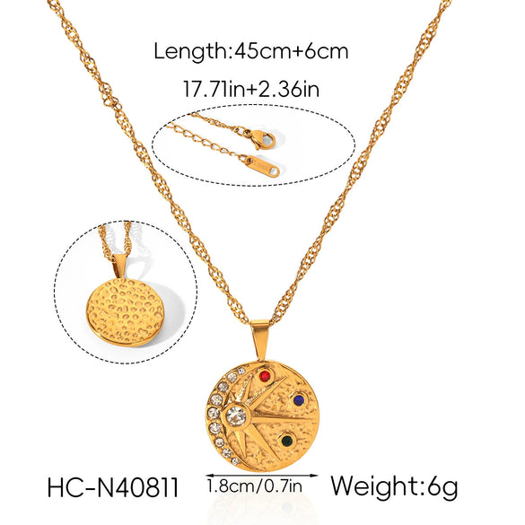 Wholesale Women's Gold Plated Geometric Stainless Steel Eightpointed Star Necklace Pendant Jewelry