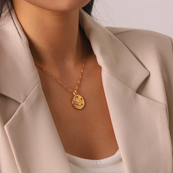 Wholesale Women's Gold Plated Geometric Stainless Steel Eightpointed Star Necklace Pendant Jewelry