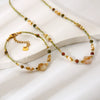 Wholesale Women's Gold Plated Geometric Stainless Steel Handmade Beaded Necklaces Jewelry