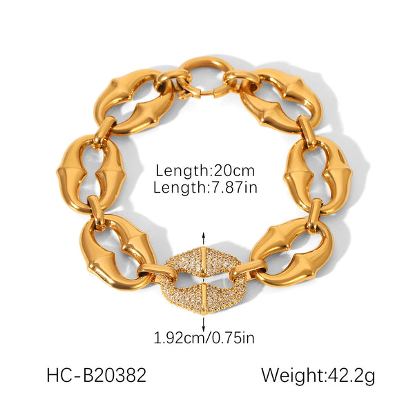 Wholesale Women's Gold Plated Geometric Stainless Steel Necklace And Bracelet Jewelry