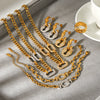 Wholesale Women's Gold Plated Geometric Stainless Steel Necklace And Bracelet Jewelry