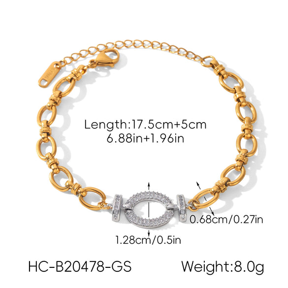 Wholesale Women's Gold Plated Geometric Stainless Steel Necklace And Bracelet Jewelry