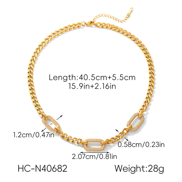 Wholesale Women's Gold Plated Geometric Stainless Steel Necklace And Bracelet Jewelry