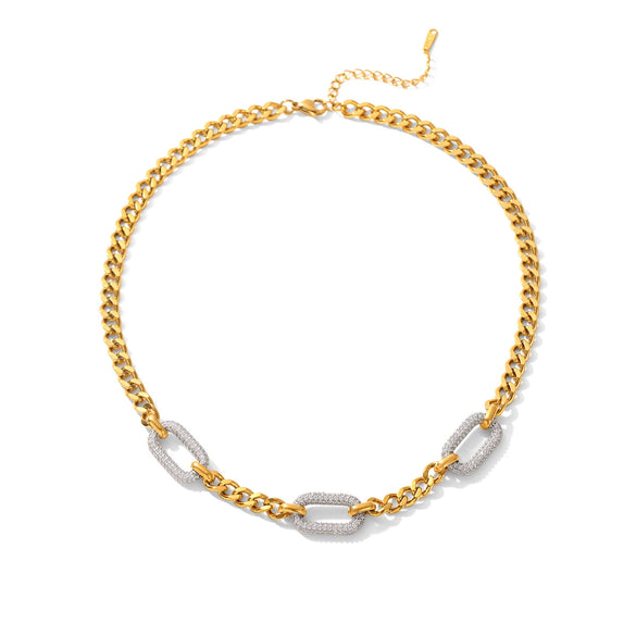 Wholesale Women's Gold Plated Geometric Stainless Steel Necklace And Bracelet Jewelry