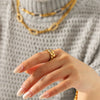 Wholesale Women's Gold Plated Geometric Stainless Steel Necklace And Bracelet Jewelry