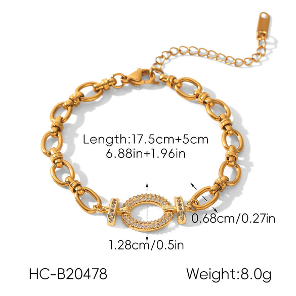 Wholesale Women's Gold Plated Geometric Stainless Steel Necklace And Bracelet Jewelry