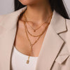 Wholesale Women's Gold Plated Stainless Steel And Titanium Steel Threelayer Stacked Necklace Jewelry