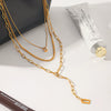 Wholesale Women's Gold Plated Stainless Steel And Titanium Steel Threelayer Stacked Necklace Jewelry