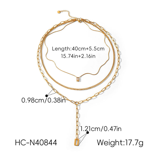 Wholesale Women's Gold Plated Stainless Steel And Titanium Steel Threelayer Stacked Necklace Jewelry