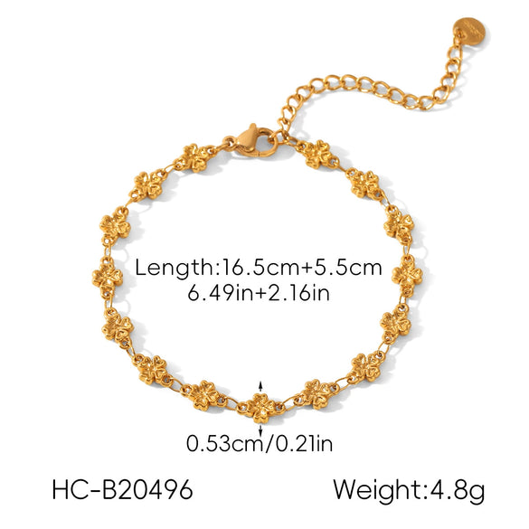 Wholesale Women's Gold Plated Stainless Steel Flower Pattern Bracelet