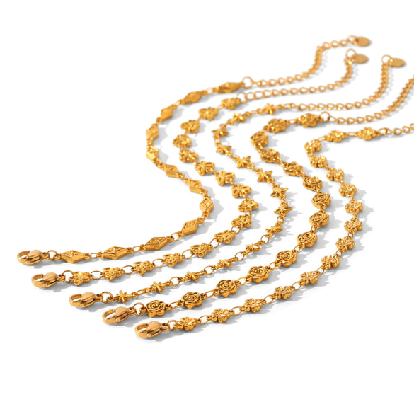 Wholesale Women's Gold Plated Stainless Steel Flower Pattern Bracelet