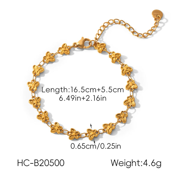Wholesale Women's Gold Plated Stainless Steel Flower Pattern Bracelet