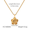 Wholesale Women's Gold Plated Stainless Steel Flower Pendant Necklace With Diamond Studded Earrings Fashionable Jewelry