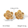 Wholesale Women's Gold Plated Stainless Steel Flower Pendant Necklace With Diamond Studded Earrings Fashionable Jewelry