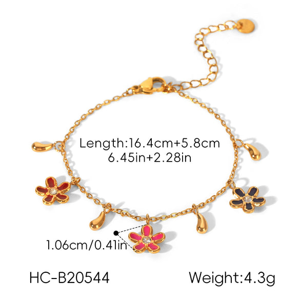 Wholesale Women's Gold Plated Stainless Steel Flowershaped Jewelry Bracelets And Necklaces