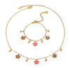 Wholesale Women's Gold Plated Stainless Steel Flowershaped Jewelry Bracelets And Necklaces