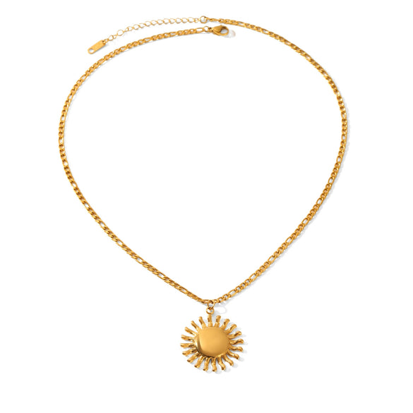 Wholesale Women's Gold Plated Stainless Steel Geometric Figaro Chain Pendant Necklace In Ins Minimalist Style