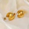 Wholesale Women's Gold Plated Stainless Steel Geometric Semicircle Hollow Hip Hop Earrings