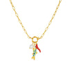 Wholesale Women's Gold Plated Stainless Steel Ocean Cartoon Oil Drop Fish And Chili Pendant Necklace With Round Spring Buckle And Cross Chain