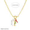 Wholesale Women's Gold Plated Stainless Steel Ocean Cartoon Oil Drop Fish And Chili Pendant Necklace With Round Spring Buckle And Cross Chain