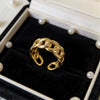 Wholesale Women's Gold Plated Stainless Steel Ring With Geometric Letters Numbers Text Pattern