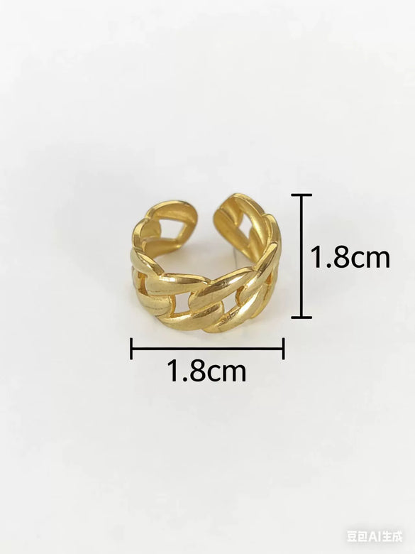 Wholesale Women's Gold Plated Stainless Steel Ring With Geometric Letters Numbers Text Pattern