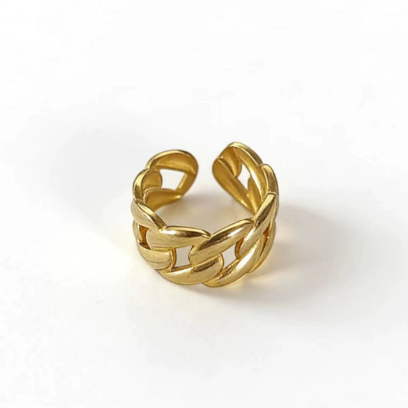 Wholesale Women's Gold Plated Stainless Steel Ring With Geometric Letters Numbers Text Pattern