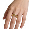 Wholesale Women's Gold Plated Stainless Steel Ring With Geometric Letters Numbers Text Pattern