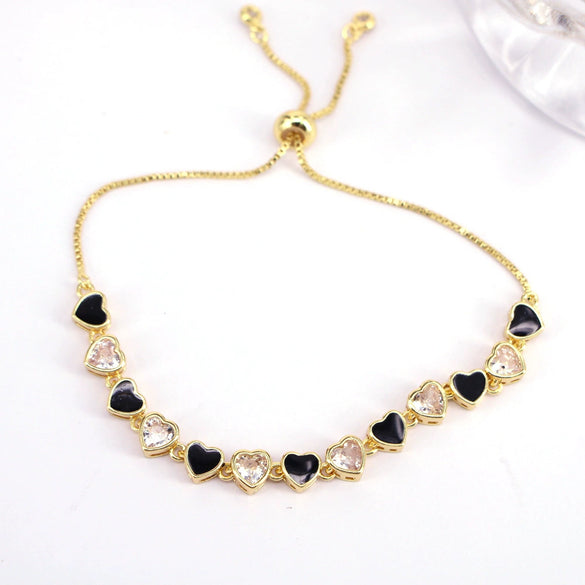Wholesale Women's Gold Plated Zircon Set Heart Shaped Bracelet