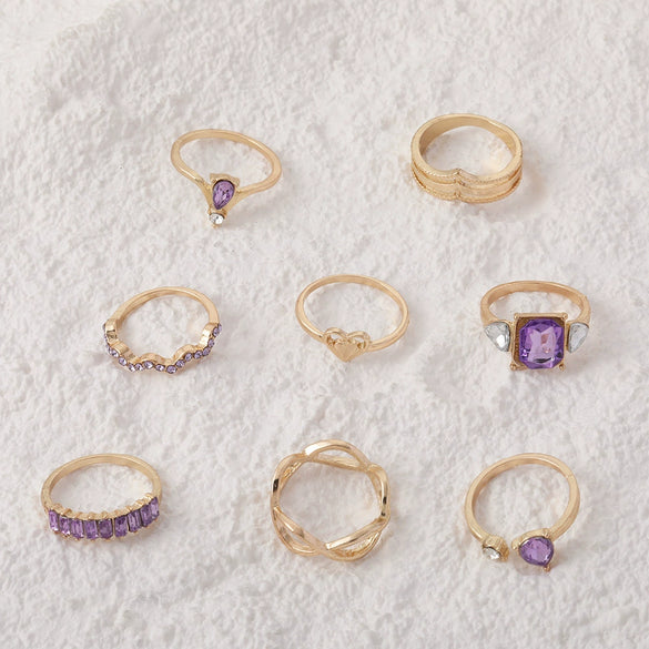 Wholesale Women's Gold Ring With Love Intersection Drill Geometric Pattern Alloy Electroplated