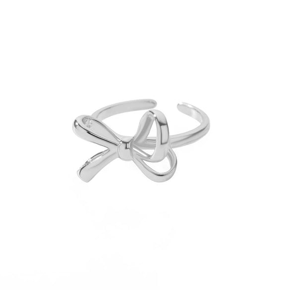 Wholesale Women's Gold Stainless Steel Nonfading Ring With Bow And Geometric Design Electroplated