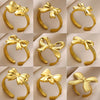 Wholesale Women's Gold Stainless Steel Nonfading Ring With Bow And Geometric Design Electroplated