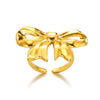 Wholesale Women's Gold Stainless Steel Nonfading Ring With Bow And Geometric Design Electroplated
