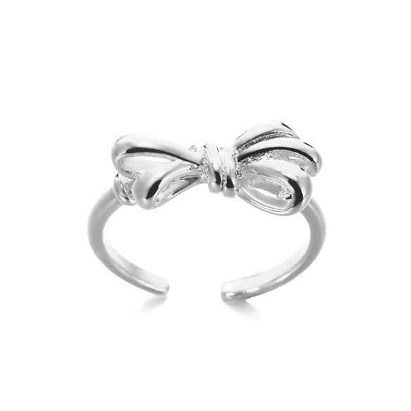 Wholesale Women's Gold Stainless Steel Nonfading Ring With Bow And Geometric Design Electroplated