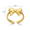 Wholesale Women's Gold Stainless Steel Nonfading Ring With Bow And Geometric Design Electroplated