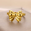 Wholesale Women's Gold Stainless Steel Nonfading Ring With Bow And Geometric Design Electroplated